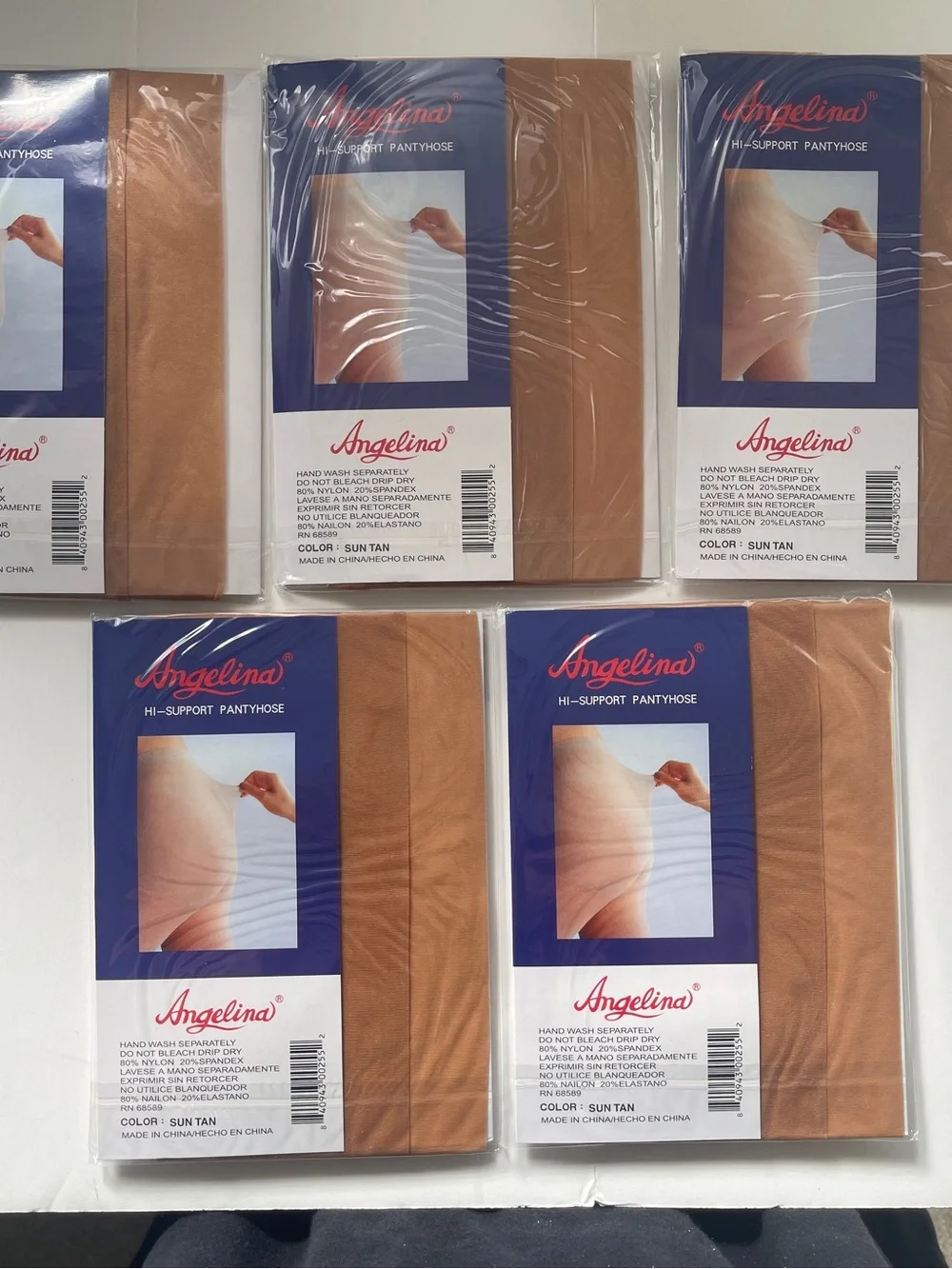 Angelina Hi-Support Pantyhose - Nude, M-L, (5 pack)